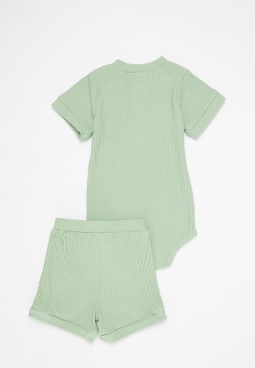 Pop Candy - Bodysuit and short set - sage green