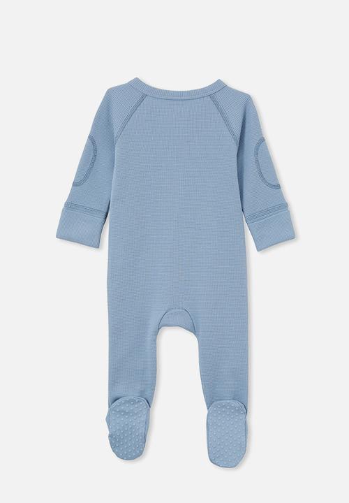 Cotton On - The long sleeve waffle romper - dusty blue