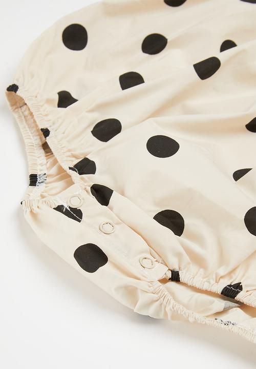 Pop Candy - Puff sleeve romper and headband set - neutral & black
