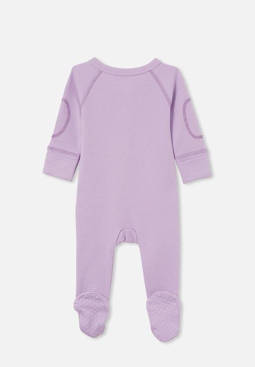 Cotton On - The long sleeve waffle romper - lilac drop