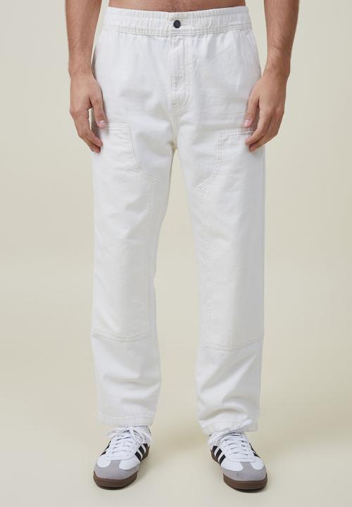 Cotton On - Elastic worker jean - painter white double knee