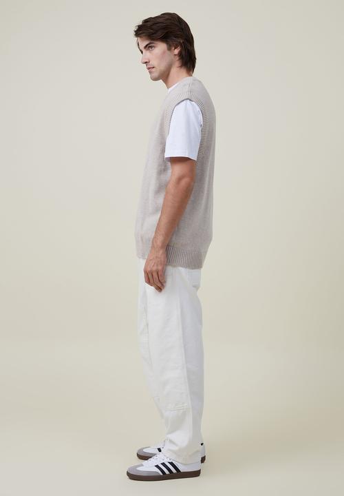 Cotton On - Elastic worker jean - painter white double knee