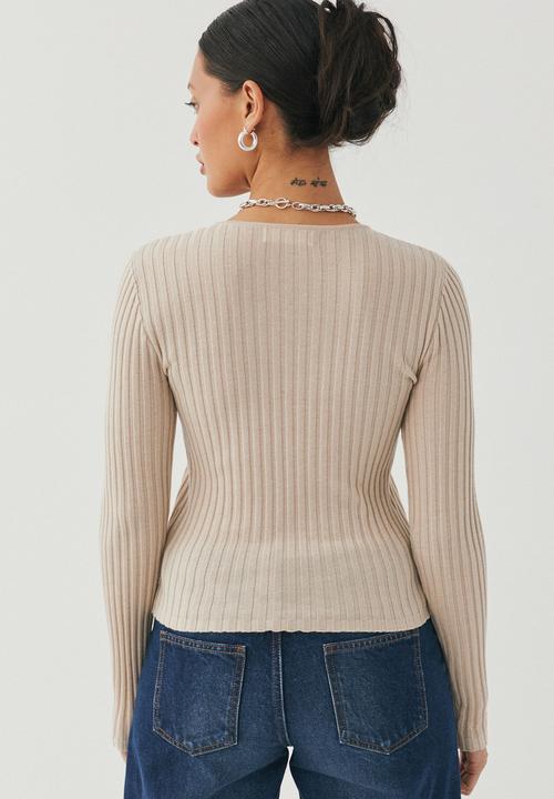 Supré  - Sophia long sleeve knit top - beige buff