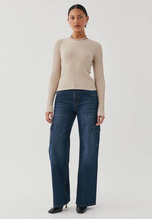 Supré  - Sophia long sleeve knit top - beige buff