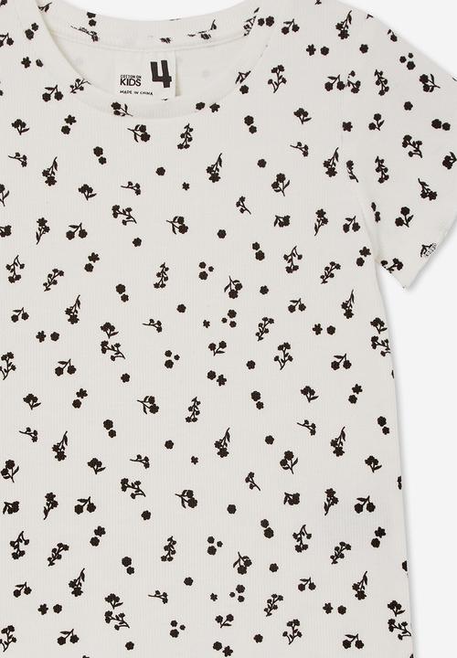 Cotton On - Raya rib baby tee - vanilla/ditsy floral