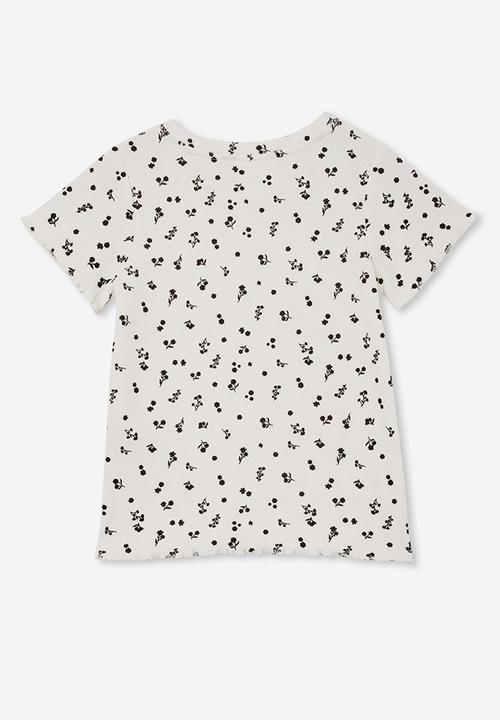 Cotton On - Raya rib baby tee - vanilla/ditsy floral