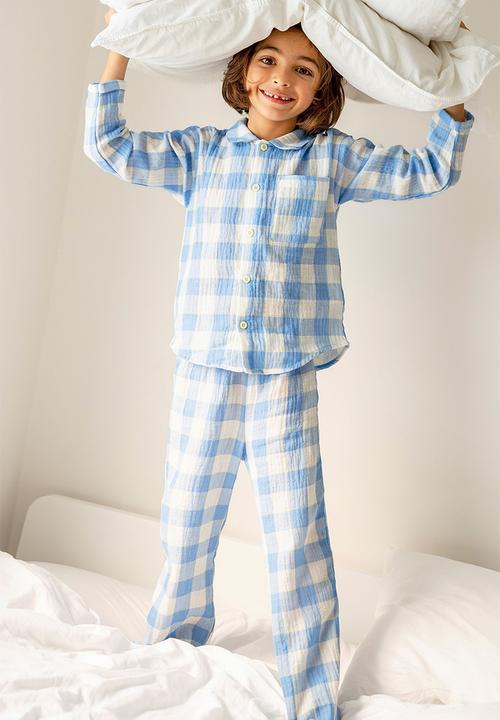 Cotton On - Austin long sleeve pyjama set - dusk blue/gingham
