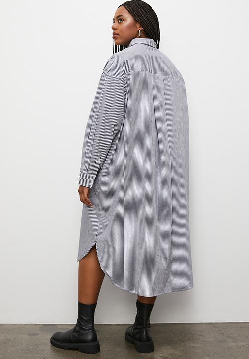 Superbalist - Long sleeve midi shirt dress - black & white