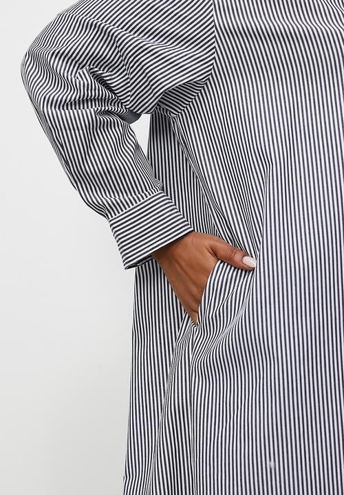 Superbalist - Long sleeve midi shirt dress - black & white