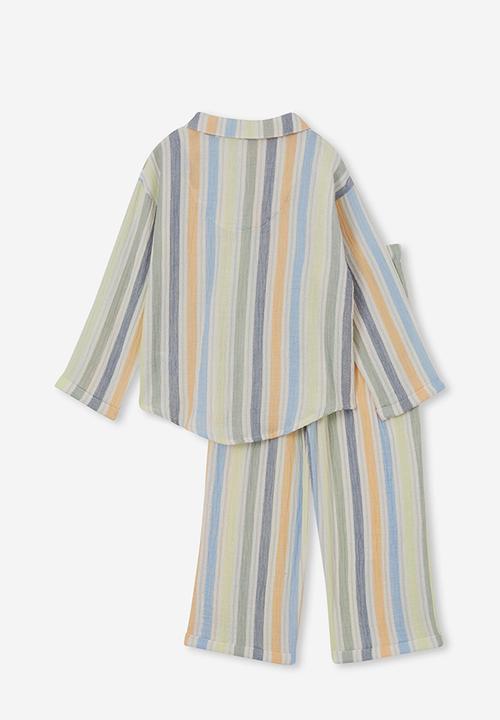 Cotton On - Austin long sleeve pyjama set - multi/dusk blue stripe