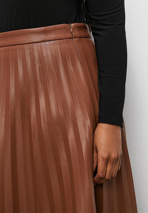 Superbalist - Pu pleated skirt - tobacco