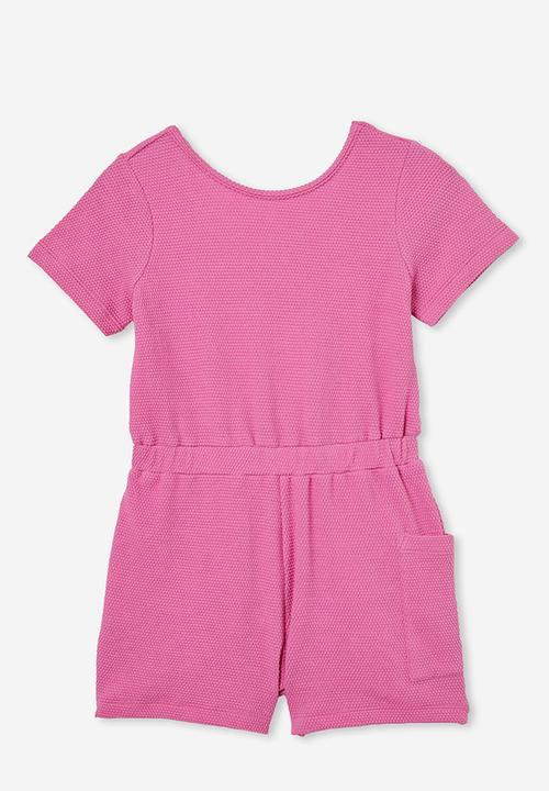 Cotton On - Loren short sleeve playsuit - pink gerbera