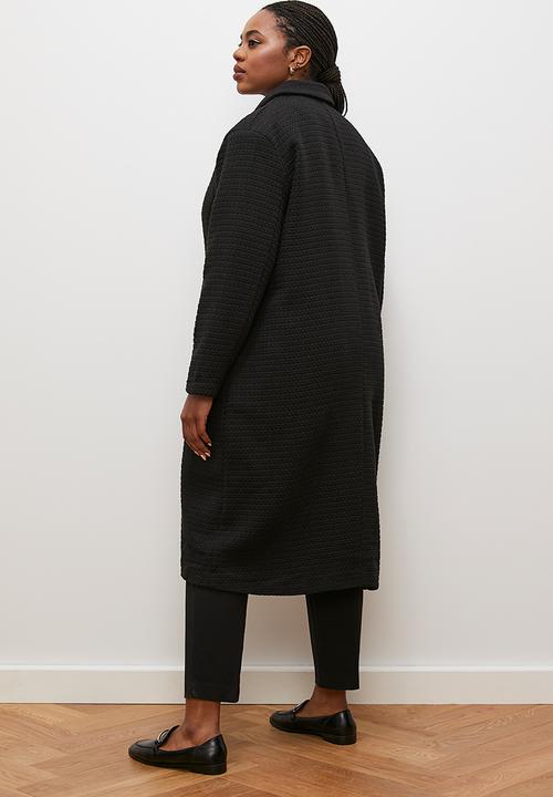edit - Tweed double breasted coat - black1