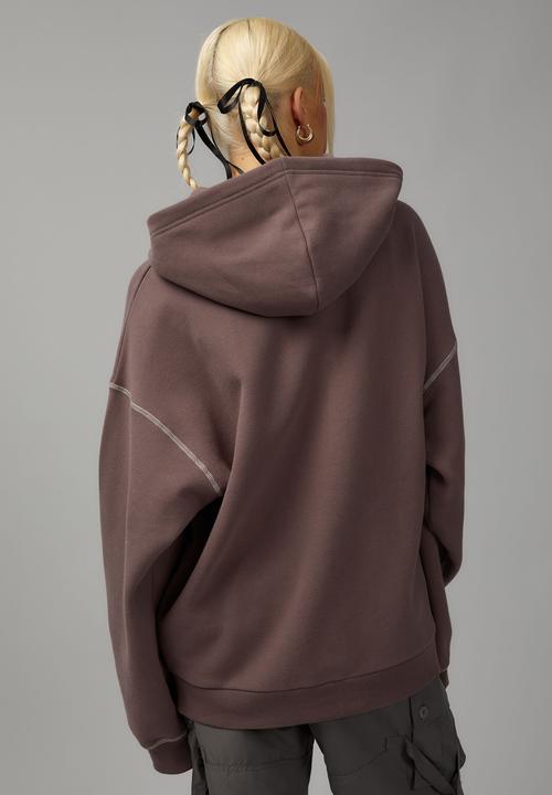 Factorie - Oversized zip through hoodie - plum truffle/malibu