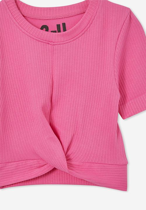 Cotton On - Madison short sleeve twist top - raspberry pink