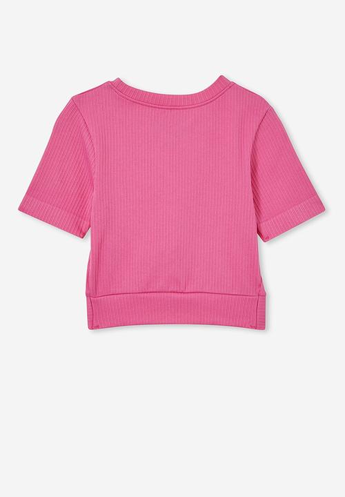 Cotton On - Madison short sleeve twist top - raspberry pink