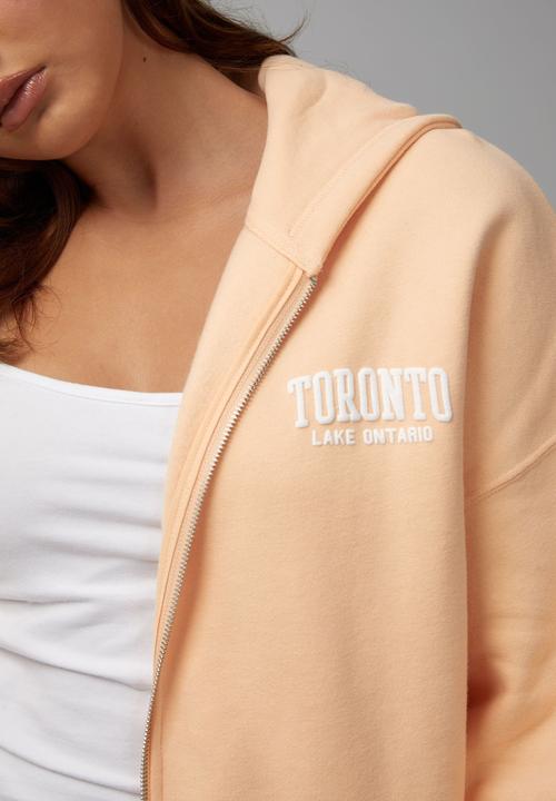 Factorie - Oversized zip through hoodie - peachy puff/toronto