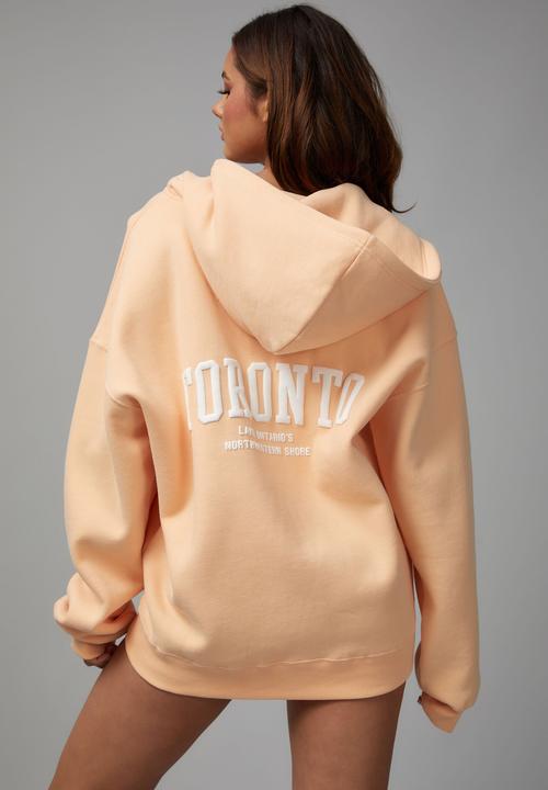 Factorie - Oversized zip through hoodie - peachy puff/toronto