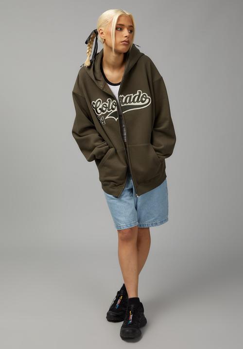 Factorie - Oversized zip through hoodie - grape green/colorado
