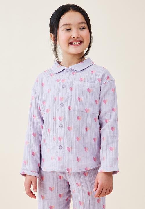 Cotton On - Alice long sleeve pyjama set - lilac drop/spliced heart