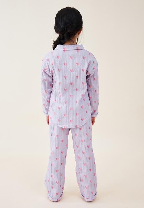 Cotton On - Alice long sleeve pyjama set - lilac drop/spliced heart