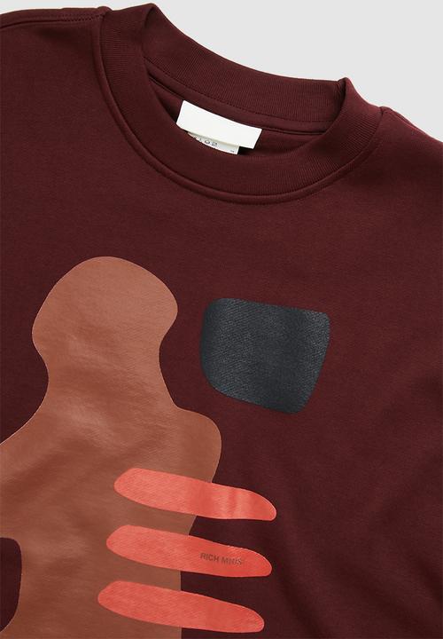 H&M - RICH MNISI x H&M: Oversized fit cotton sweatshirt - burgundy