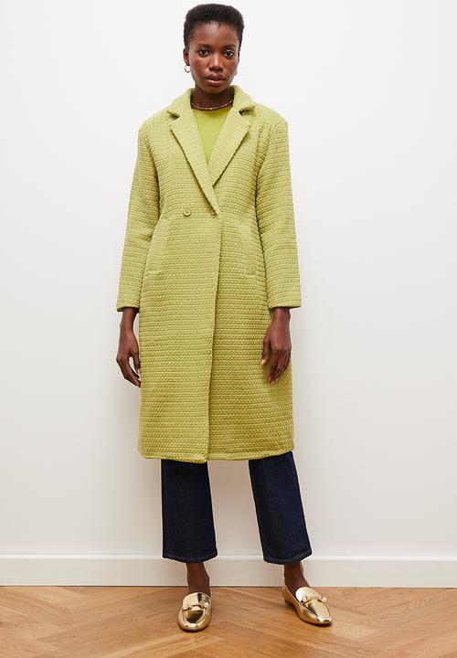edit - Tweed double breasted coat - chartruese