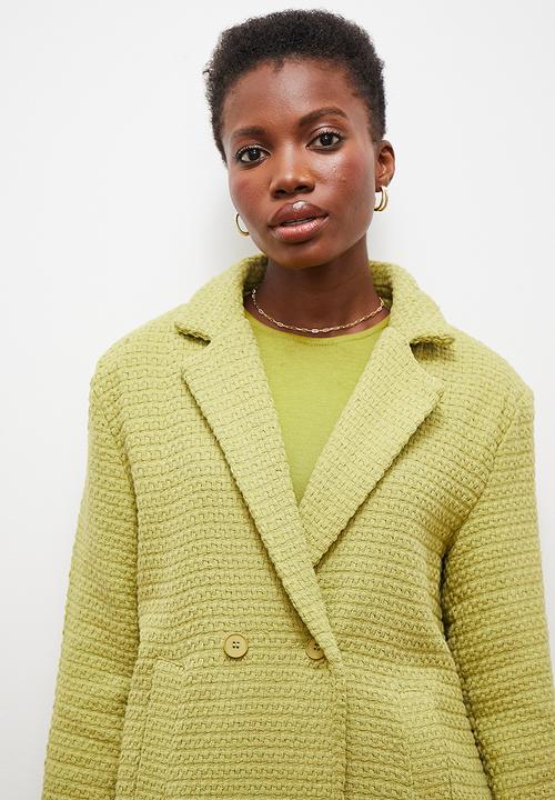 edit - Tweed double breasted coat - chartruese