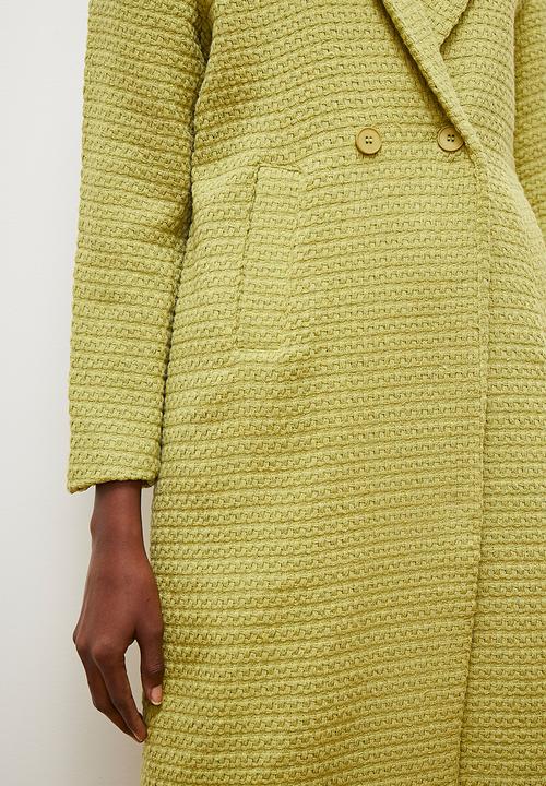 edit - Tweed double breasted coat - chartruese