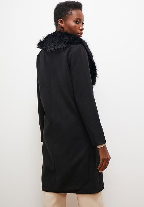 edit - Button detail statement coat - black