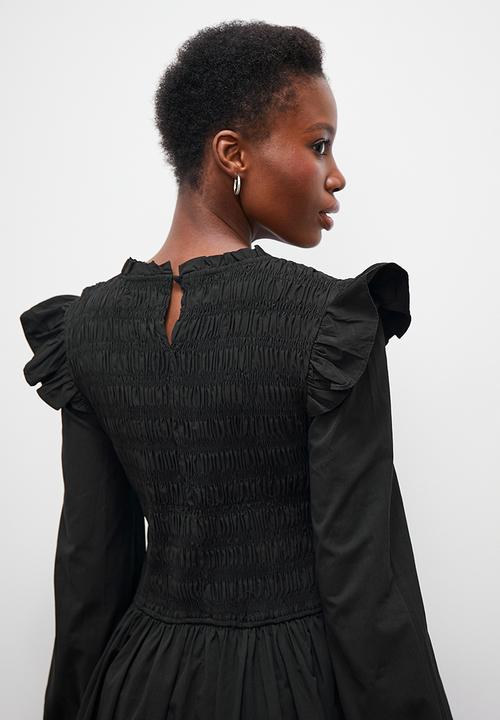 edit - Ruffle detail mini dress - black