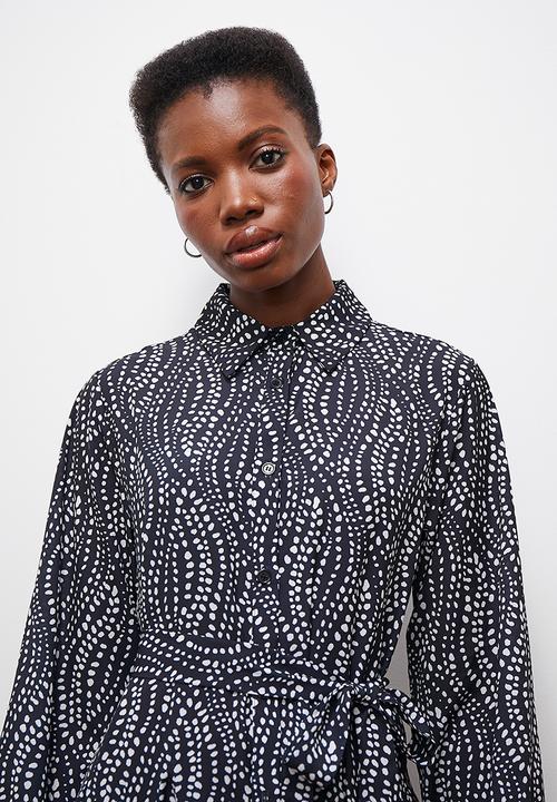 edit - Printed femme shirt dress - black & white