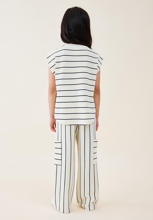 Cotton On - Erika pant - dark vanilla/navy blazer stripe
