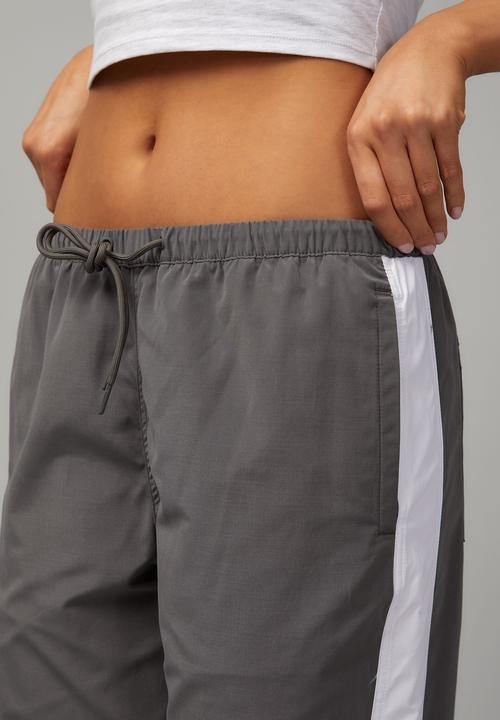 Factorie - Straight leg woven trackpant - charcoal/white