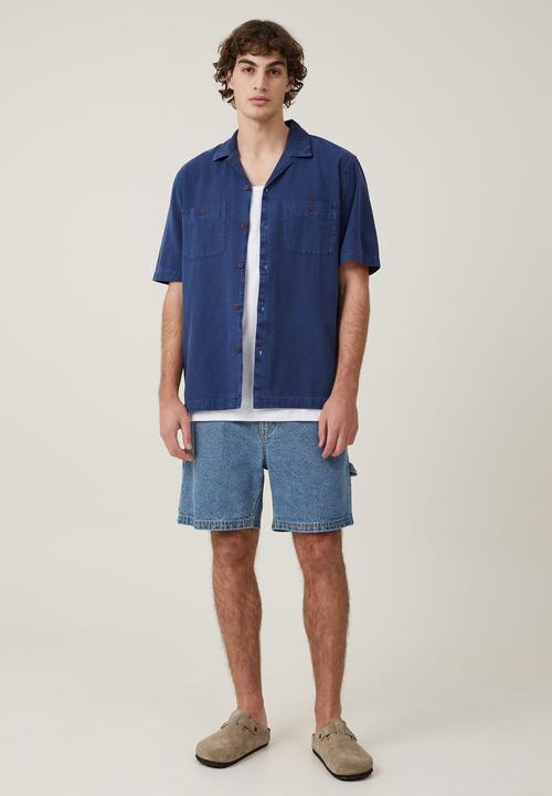 Cotton On - Utility short sleeve shirt - worker blue