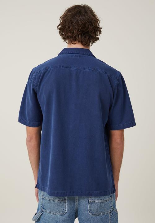 Cotton On - Utility short sleeve shirt - worker blue