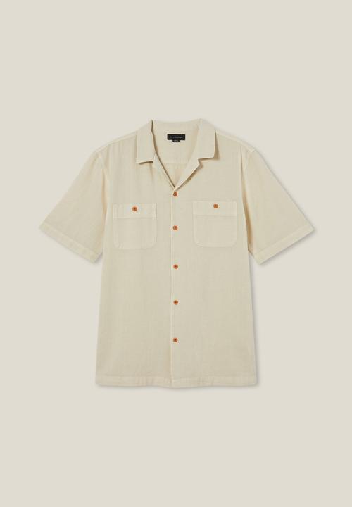 Cotton On - Utility short sleeve shirt - dirty white