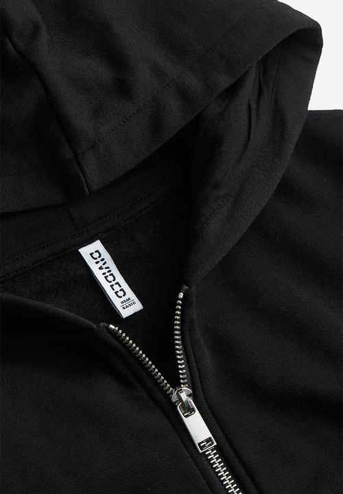 H&M - Cropped zip-through hoodie - black