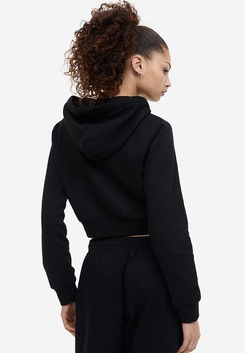 H&M - Cropped zip-through hoodie - black