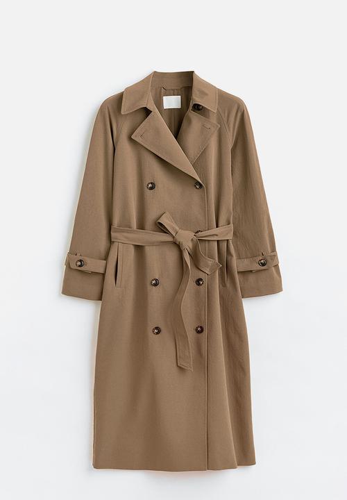 H&M - Double-breasted trenchcoat - dark beige 