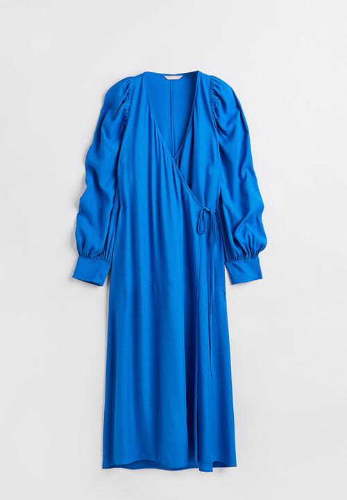 H&M - Voluminous wrap dress - bright blue 