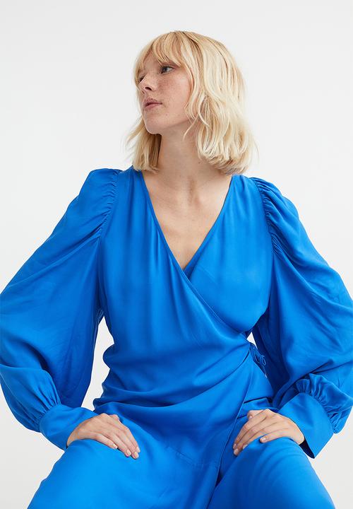 H&M - Voluminous wrap dress - bright blue 