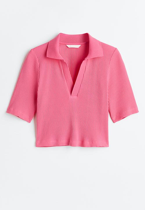 H&M - Collared ribbed top - pink