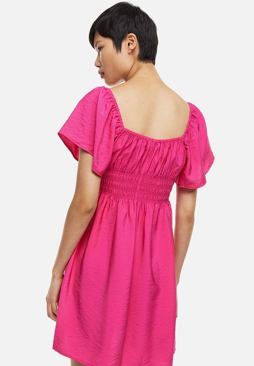 H&M - Smocked-waist dress - cerise