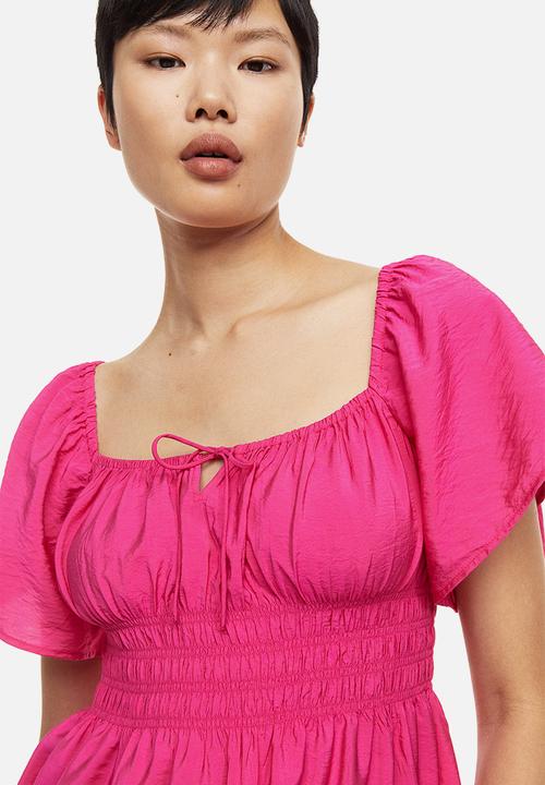 H&M - Smocked-waist dress - cerise