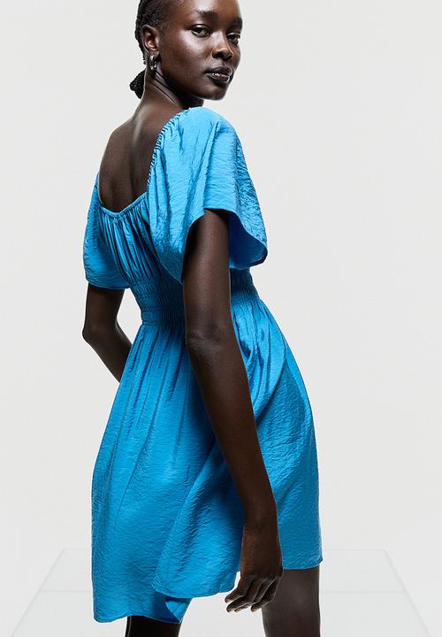 H&M - Smocked-waist dress - bright blue 