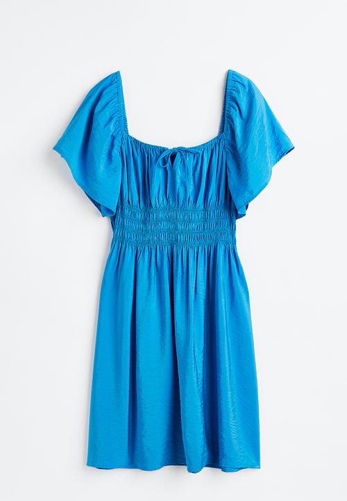 H&M - Smocked-waist dress - bright blue 
