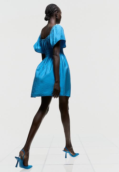 H&M - Smocked-waist dress - bright blue 