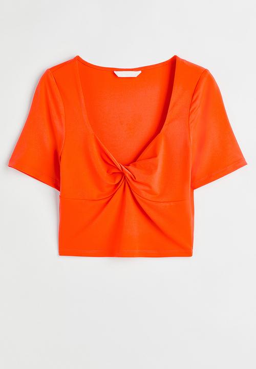 H&M - Twisted-detail cropped top - orange