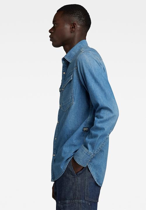 G-STAR - Slim denim shirt asinart 8oz denim - faded cricket blue